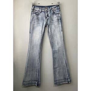 Cowgirl Just Tuff Jeans Size 28X33 Stonewash Blue Denim Western Low Rise Y2K